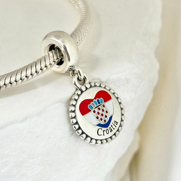 Pandora Jewelry - Pandora CROATIA Heart Flag Dangle S925 Silver Charm